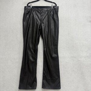 GAP Faux Leather Baby Boot Pants Womens 16/33R Black Bootcut Denim Pockets